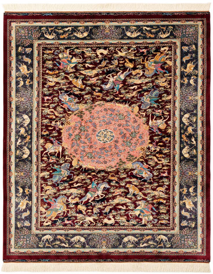 Detail image of 4' 5 x 6' 4 Ghom Design Rug