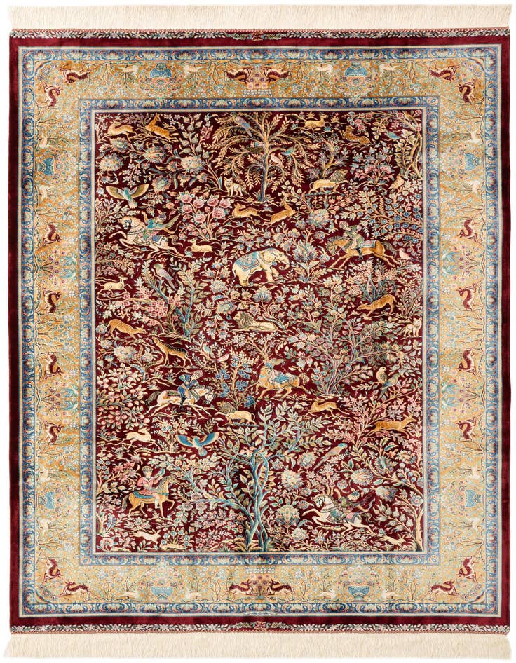 Detail image of 4' 4 x 6' 5 Ghom Design Rug
