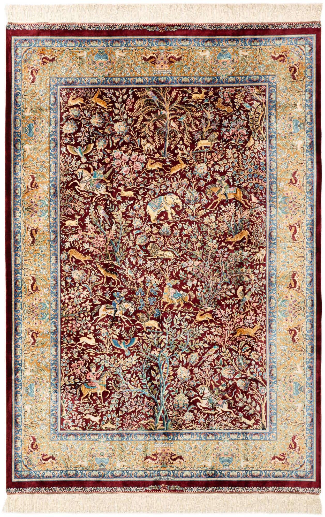 4' 4 x 6' 5 Ghom Design Rug