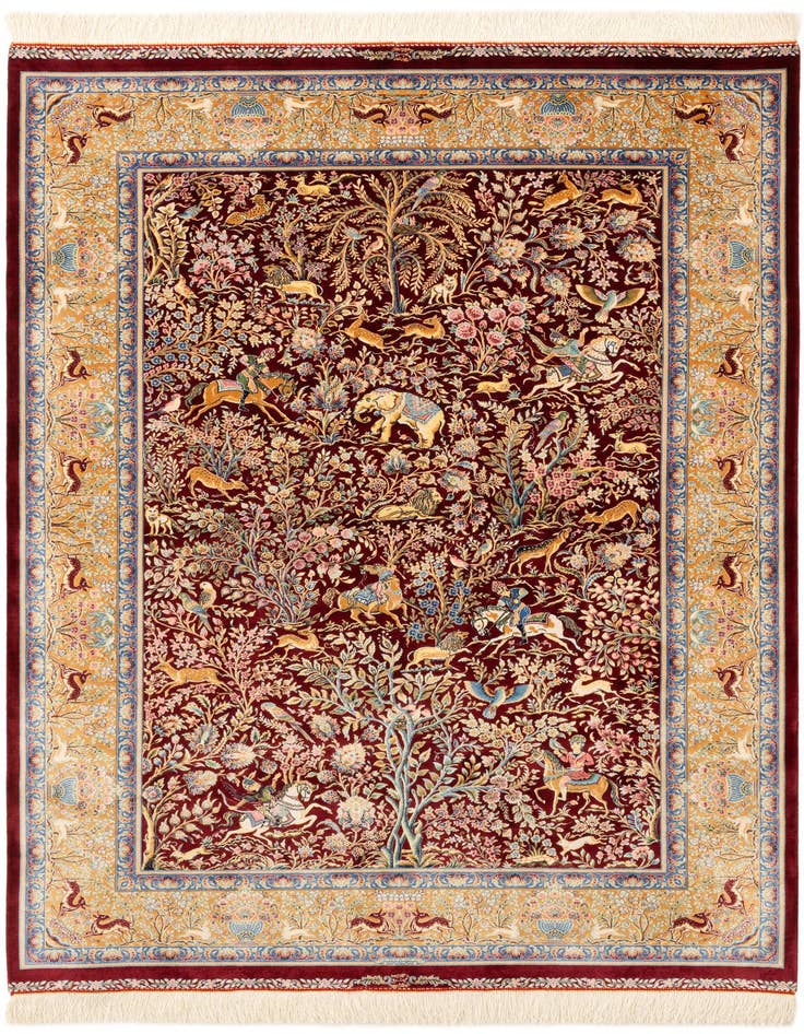 Detail image of 4' 5 x 6' 5 Ghom Design Rug