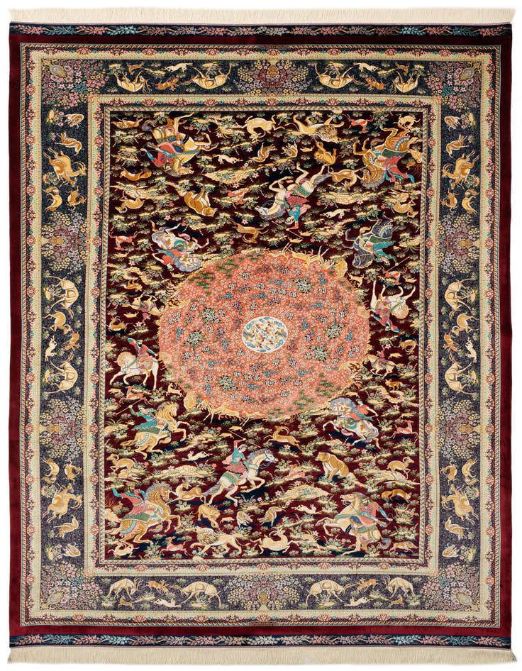 Detail image of 6' 6 x 9' 9 Ghom Design Rug