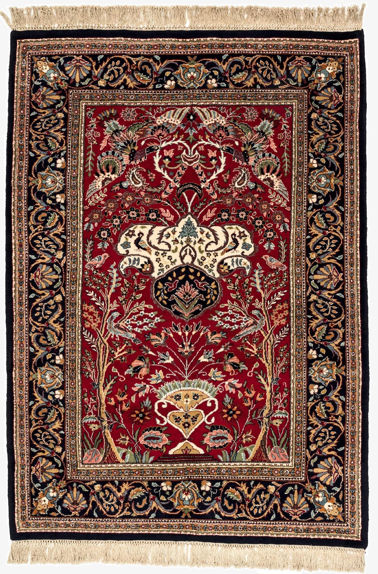 4' 1 x 5' 9  Hand Knotted Ghom Wool Rug
