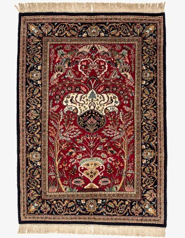 4' 1 x 5' 9 Hand Knotted Ghom Wool Rug