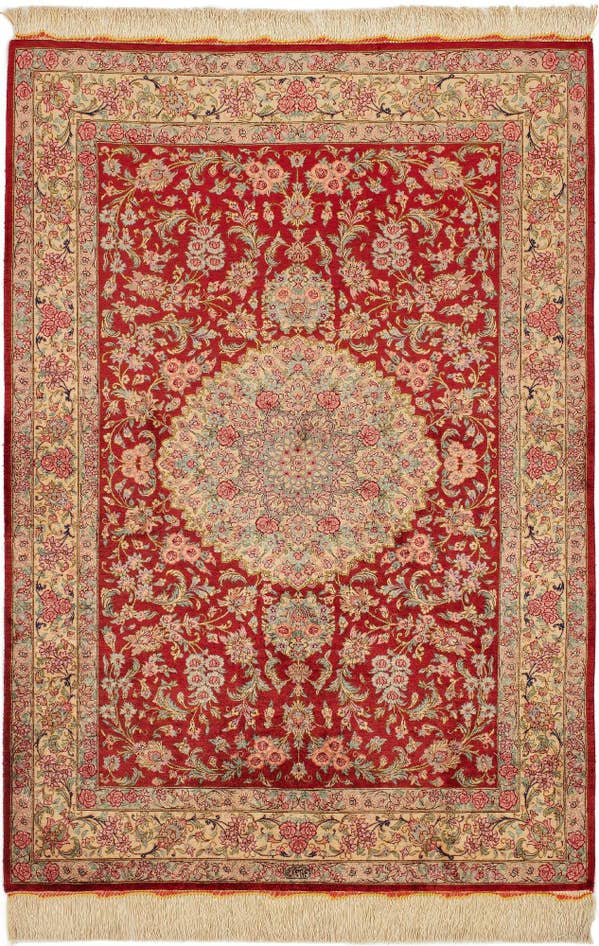 Detail image of 3' 3 x 4' 11 Ghom Silk Rug
