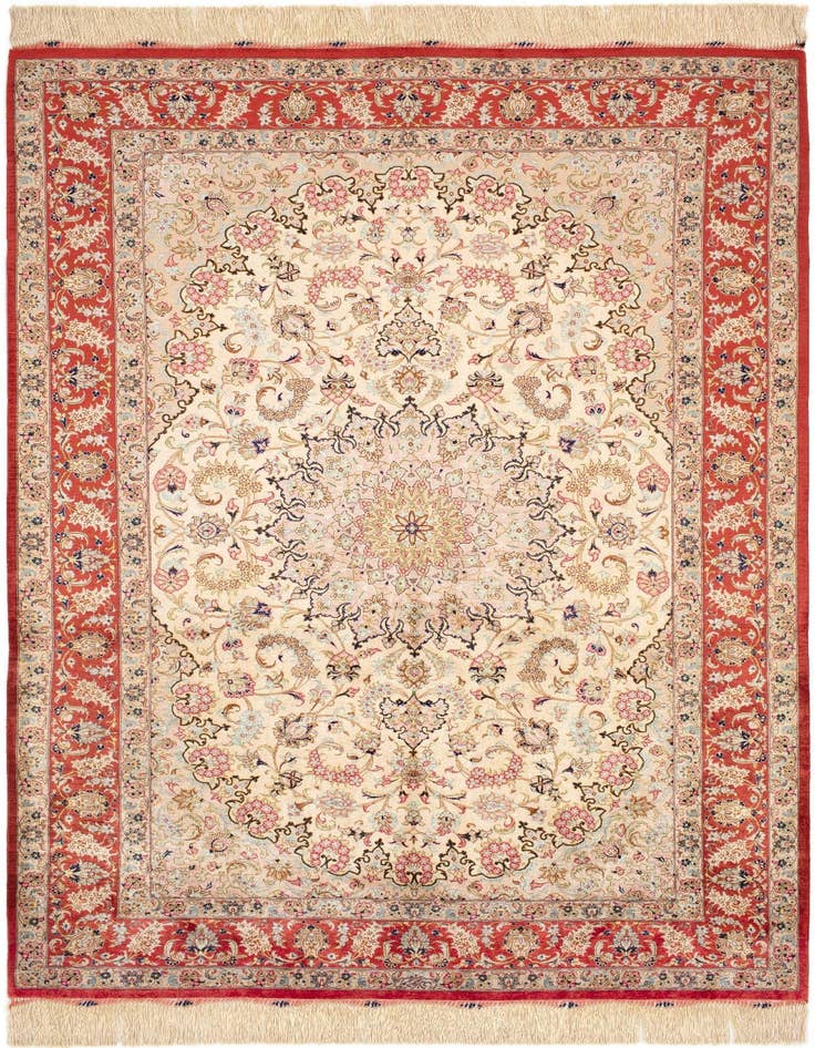 Detail image of 4' 4 x 6' 7 Ghom Silk Rug