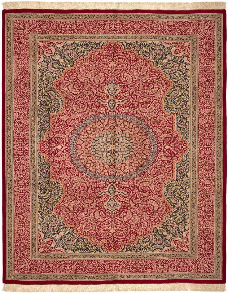 Detail image of 6' 6 x 9' 9 Ghom Silk Rug