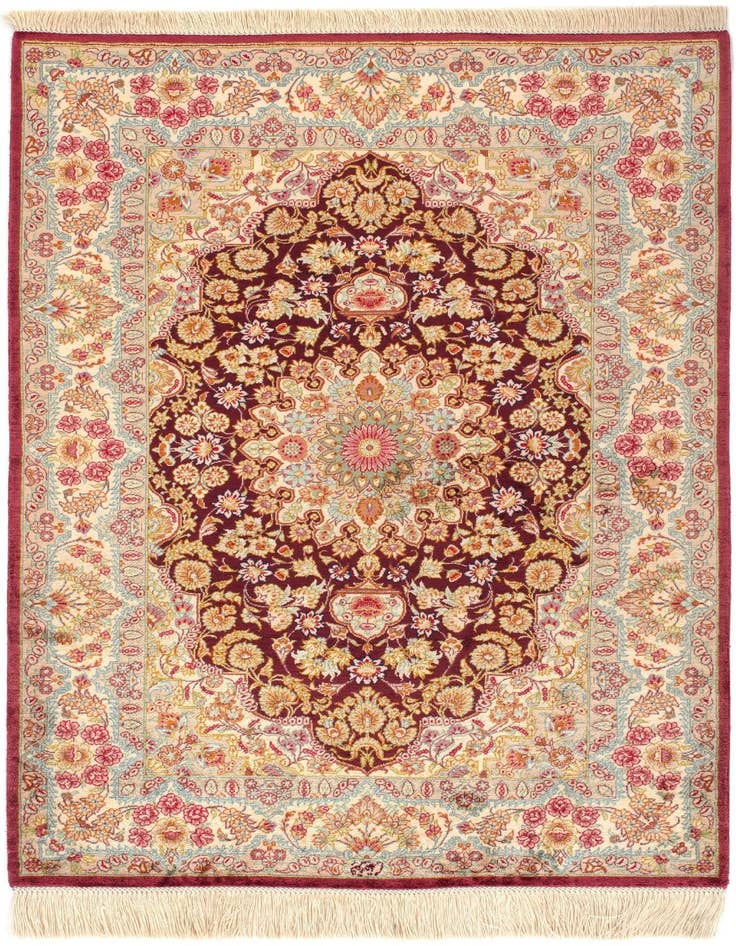 Detail image of 2' 7 x 3' 11 Ghom Silk Rug