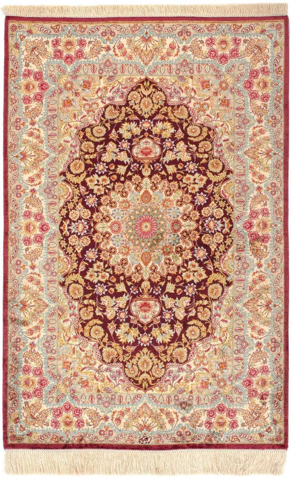 Detail image of 2' 7 x 3' 11 Ghom Silk Rug