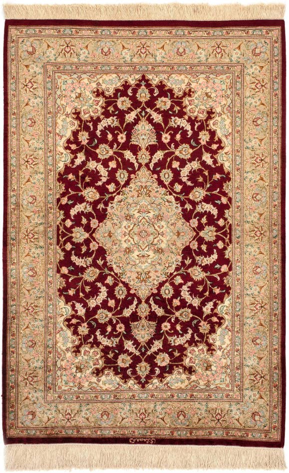 Detail image of 2' 8 x 4' Ghom Silk Rug