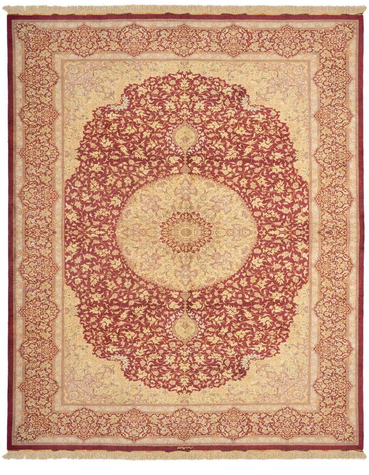 Detail image of 6' 7 x 9' 10 Ghom Silk Rug