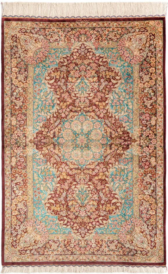 Detail image of 3' 3 x 4' 11 Ghom Silk Rug
