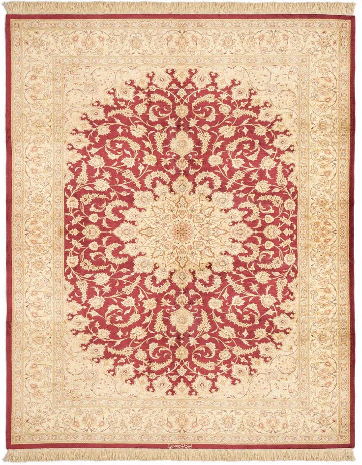 Detail image of 4' 4 x 6' 5 Ghom Silk Rug