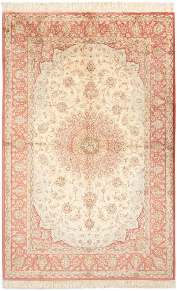 Detail image of 5' 3 x 8' Ghom Silk Rug