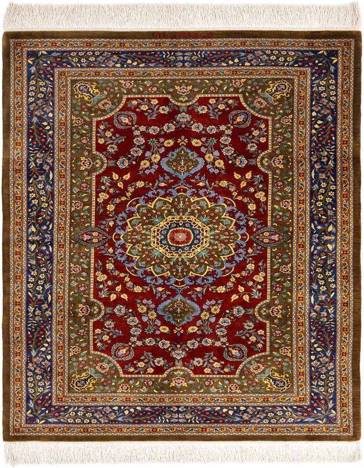 Detail image of 2' 7 x 4' Ghom Silk Rug