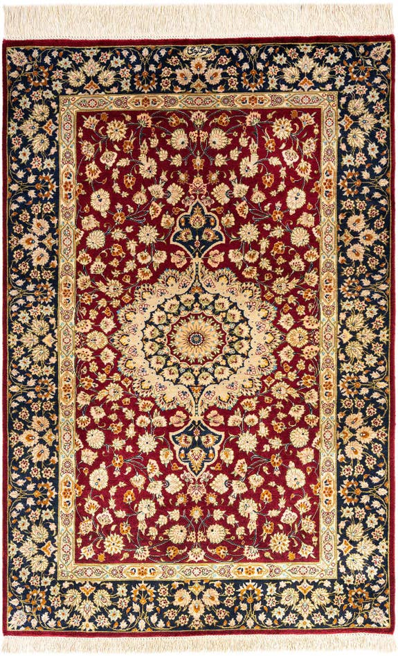 Detail image of 2' 7 x 3' 11 Ghom Silk Rug