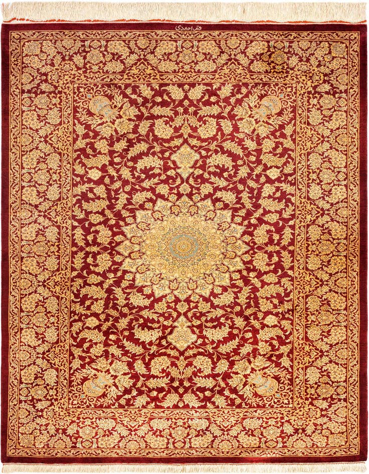 Detail image of 3' 3 x 4' 10 Ghom Silk Rug