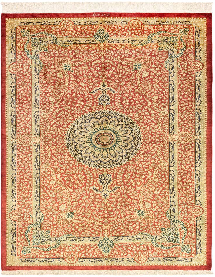 Detail image of 4' 4 x 6' 6 Ghom Silk Rug