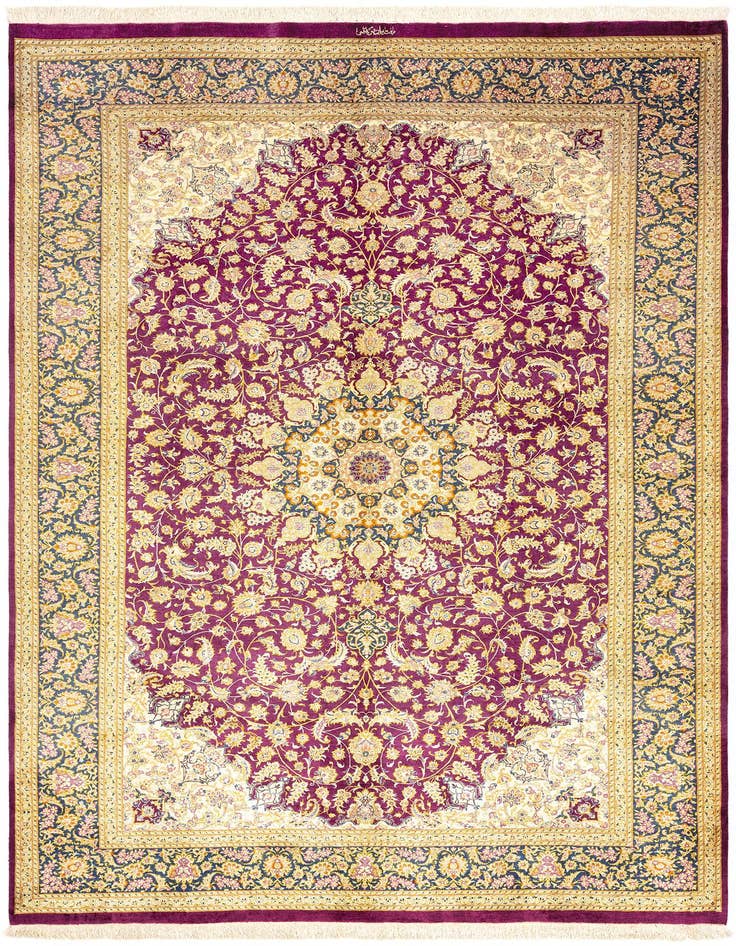 Detail image of 6' 5 x 9' 8 Ghom Silk Rug