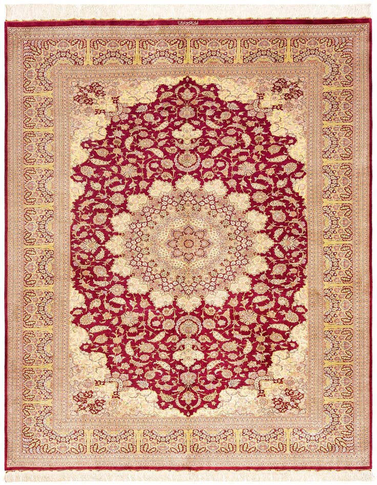 Detail image of 6' 5 x 9' 8 Ghom Silk Rug