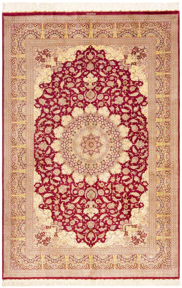 Detail image of 6' 5 x 9' 8 Ghom Silk Rug