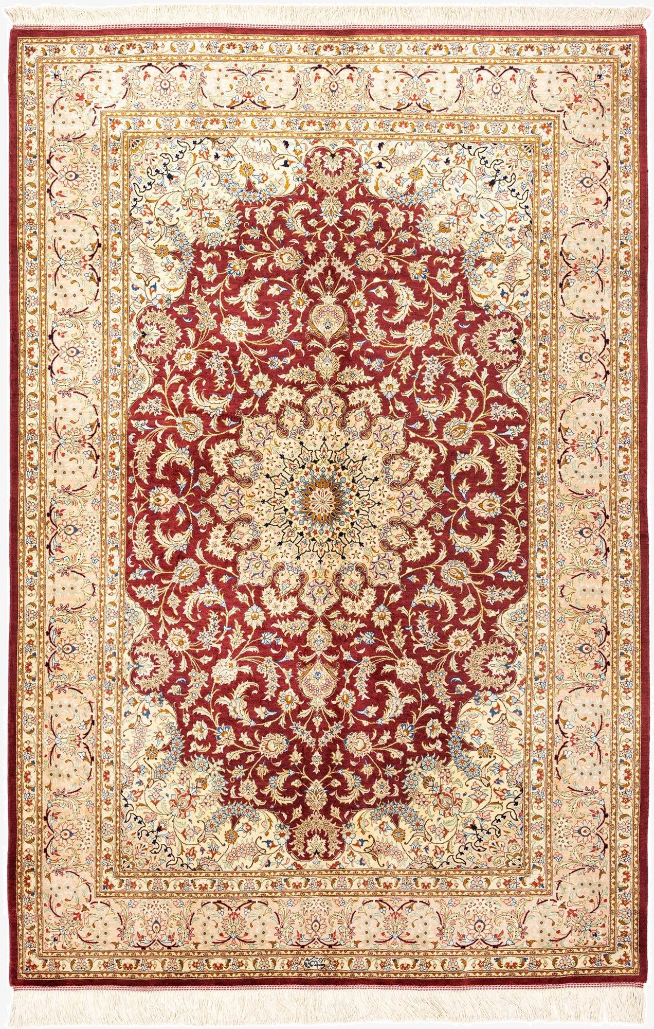 4' 4 x 6' 8 Ghom Silk Rug