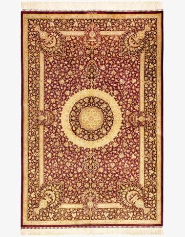 4' 4 x 6' 6 Ghom Silk Rug