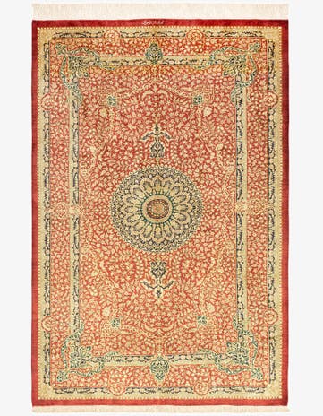 4' 4 x 6' 6 Ghom Silk Rug