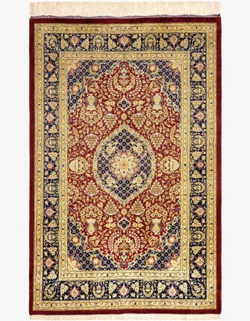 3' 2 x 4' 10 Ghom Silk Rug
