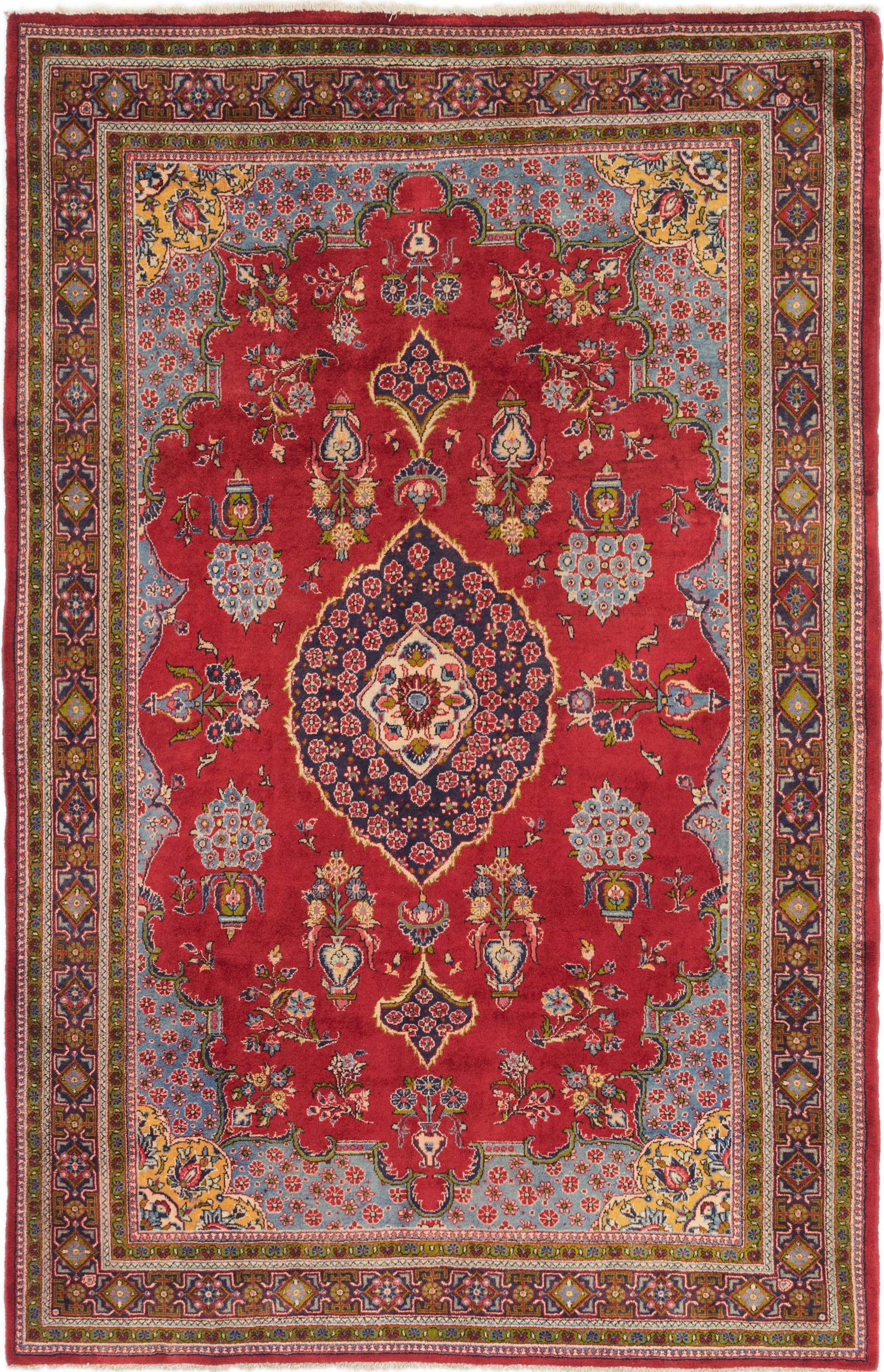 7' x 10' 10 Hand Knotted Golpayegan Persian Wool Rug