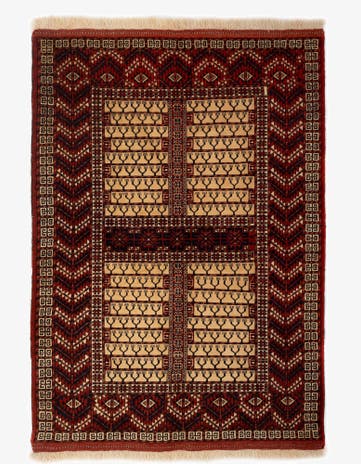4' 5 x 6' 1 Hand Knotted Hacilou Wool Rug