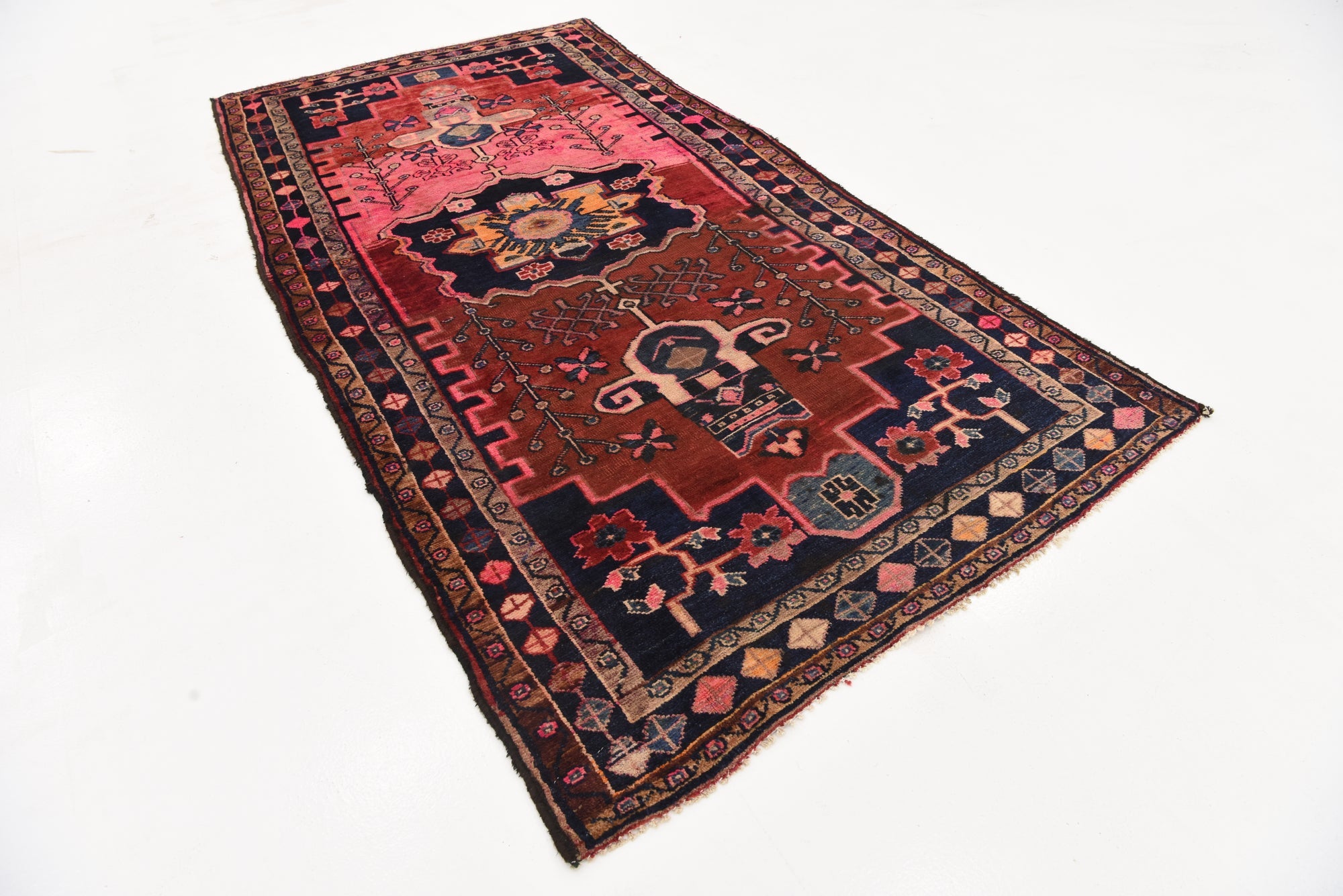 4' 5 x 8' 6 Hand Knotted Hamedan Persian Wool Rug