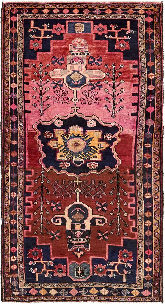 4' 5 x 8' 6 Hand Knotted Hamedan Persian Wool Rug