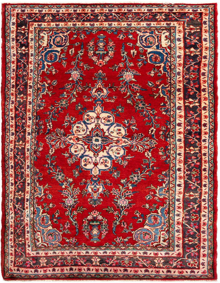 Detail image of 4' 6 x 9' 3 Hamedan Wool Rug