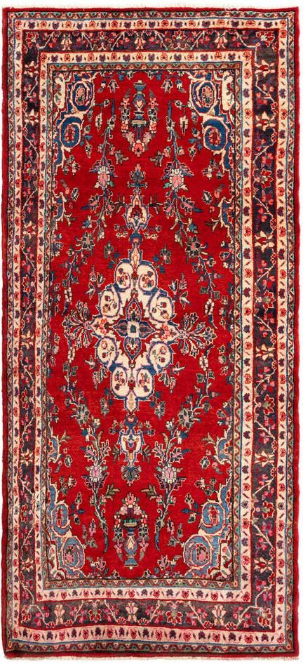 Detailfoto van 140cm x 280cm Hamedan Wol Vloerkleed