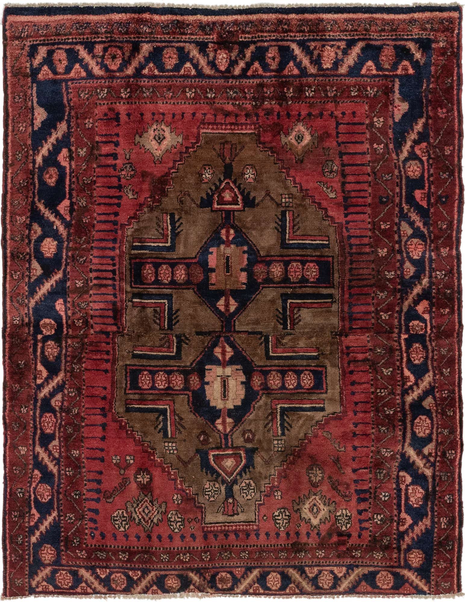 5' x 6' 7 Hand Knotted Hamedan Persian Wool Rug