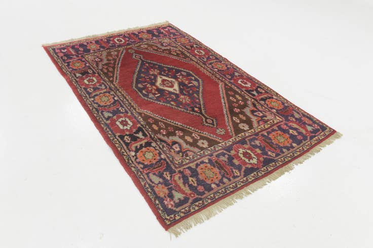 Detail image of 4' 4 x 6' 10 Hand Knotted Hamedan Persian Wool Rug