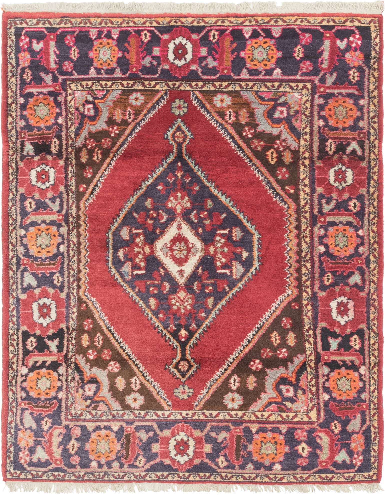 4' 4 x 6' 10 Hand Knotted Hamedan Persian Wool Rug