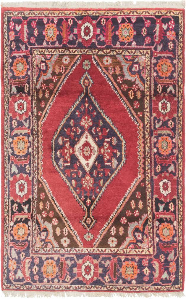 4' 4 x 6' 10 Hand Knotted Hamedan Persian Wool Rug