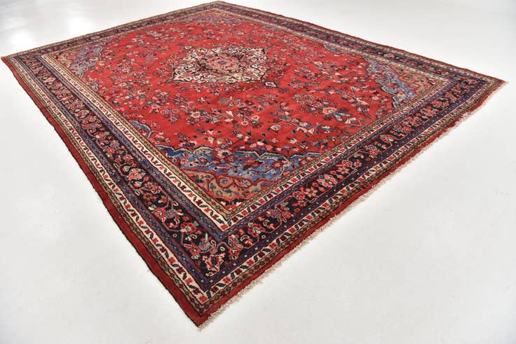 Detail image of 10' 3 x 13' 5 Hand Knotted Hamedan Persian Wool Rug