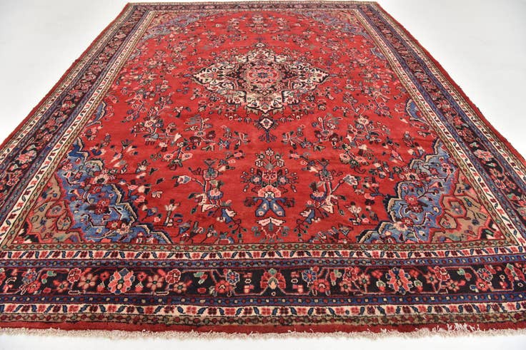 Detail image of 10' 3 x 13' 5 Hand Knotted Hamedan Persian Wool Rug