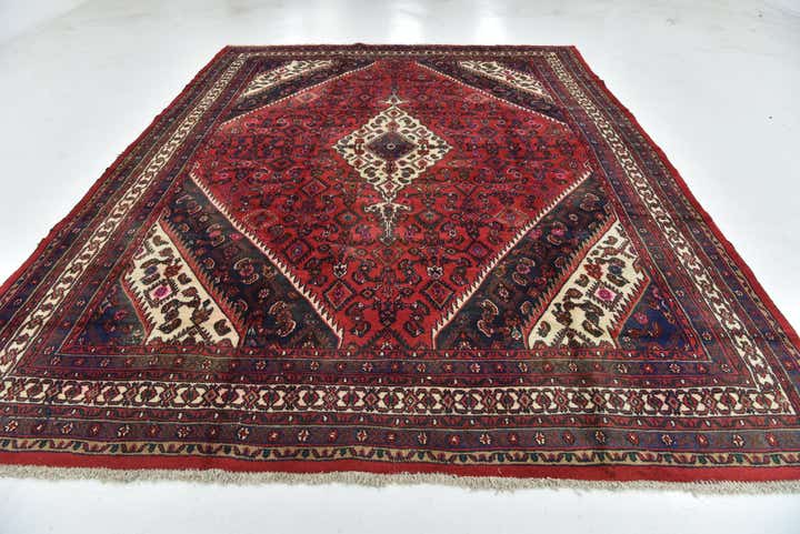 8' 9 x 11' 8 Hand Knotted Hamedan Persian Wool Rug