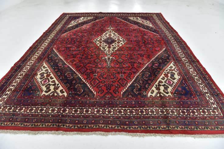 Detail image of 8' 9 x 11' 8 Hand Knotted Hamedan Persian Wool Rug