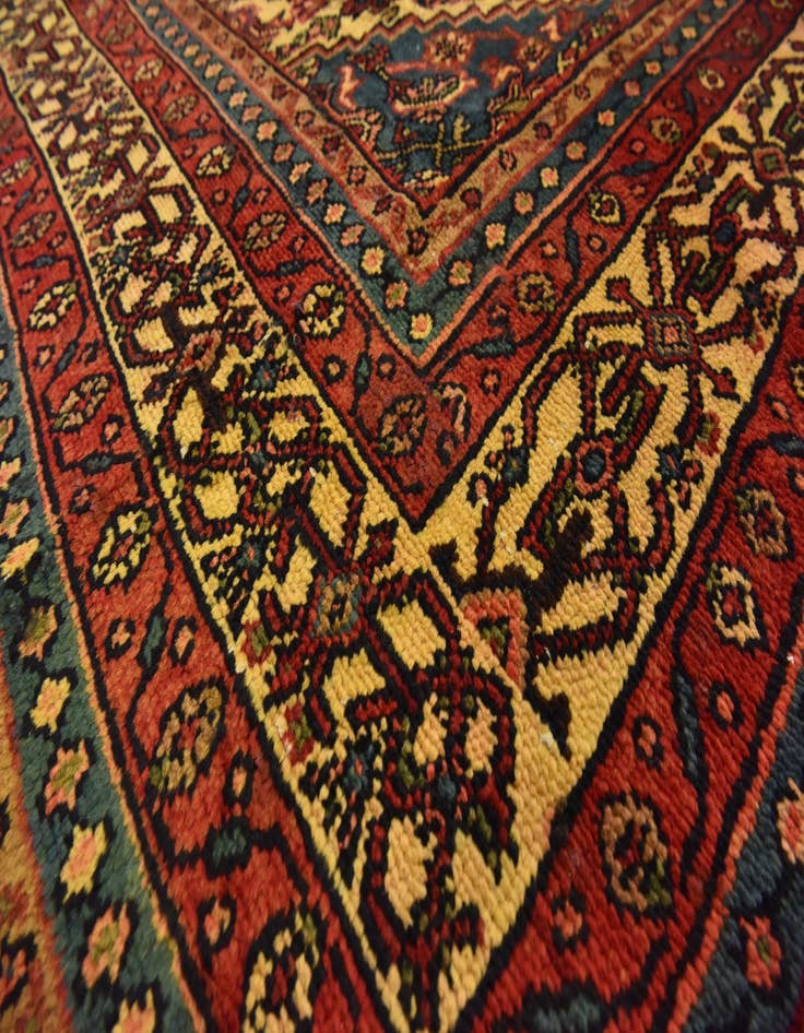 Detail image of 10' 6 x 13' 7 Hand Knotted Hamedan Persian Wool Rug