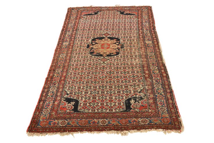 Detail image of 3' 10 x 6' 6 Hand Knotted Hamedan Persian Wool Rug