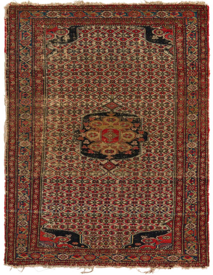 Detail image of 3' 10 x 6' 6 Hand Knotted Hamedan Persian Wool Rug