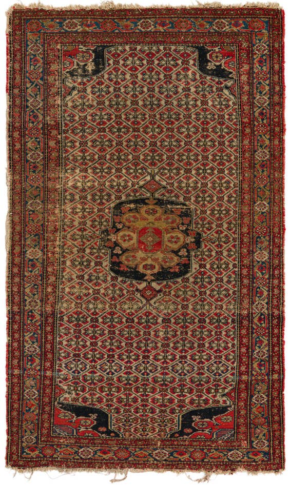 Detail image of 3' 10 x 6' 6 Hand Knotted Hamedan Persian Wool Rug