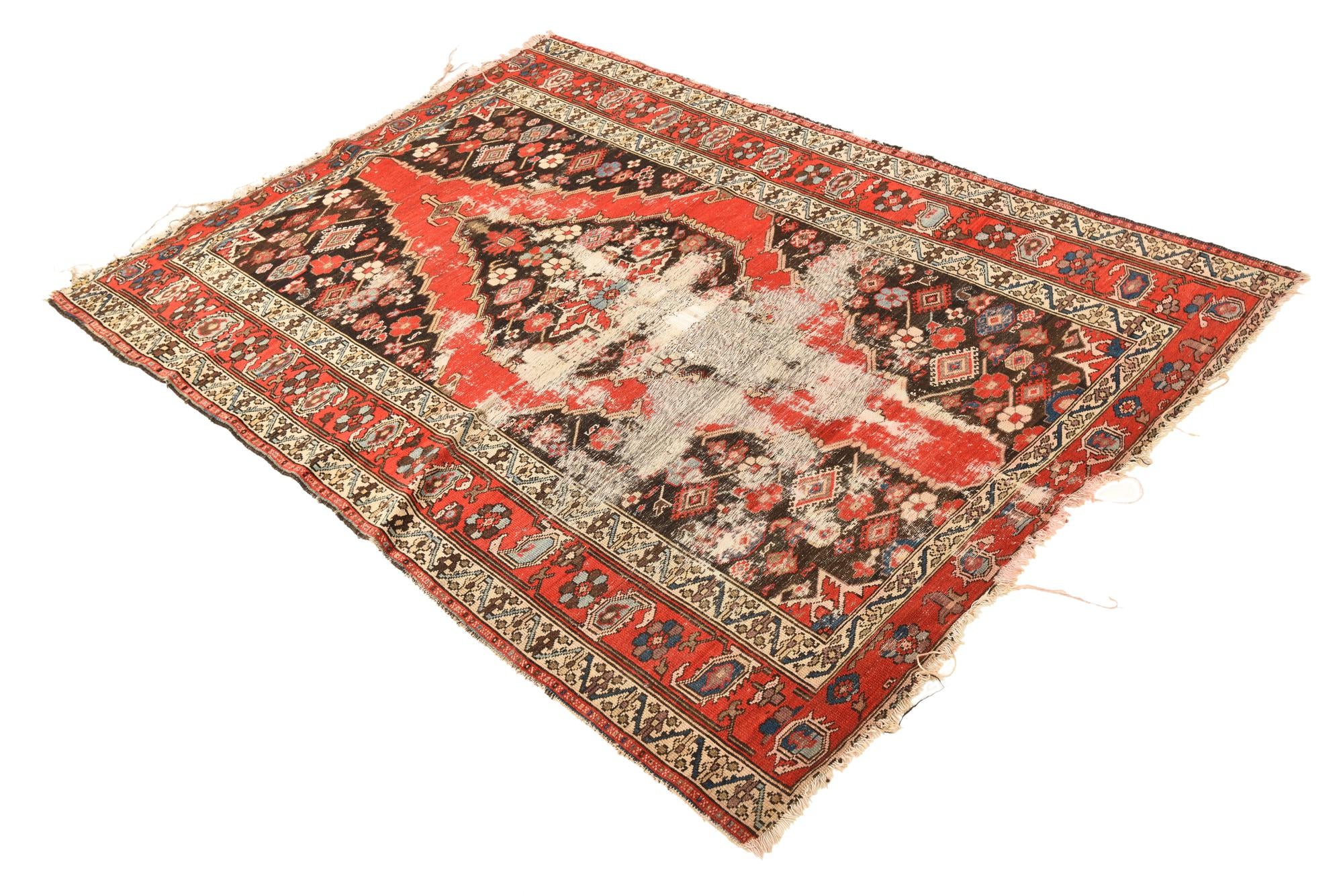 4' 5 x 6' 1 Hand Knotted Hamedan Persian Wool Rug