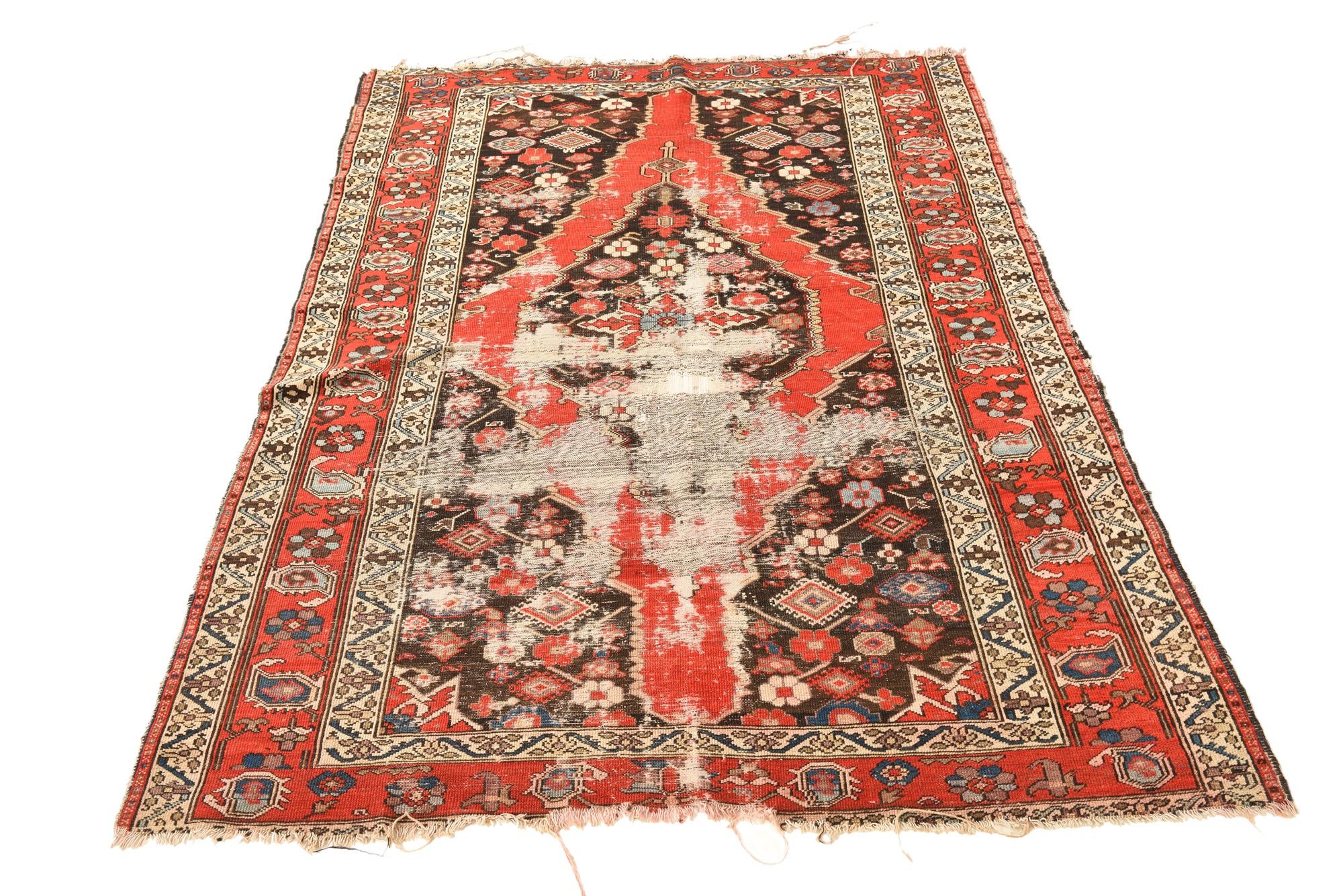 4' 5 x 6' 1 Hand Knotted Hamedan Persian Wool Rug