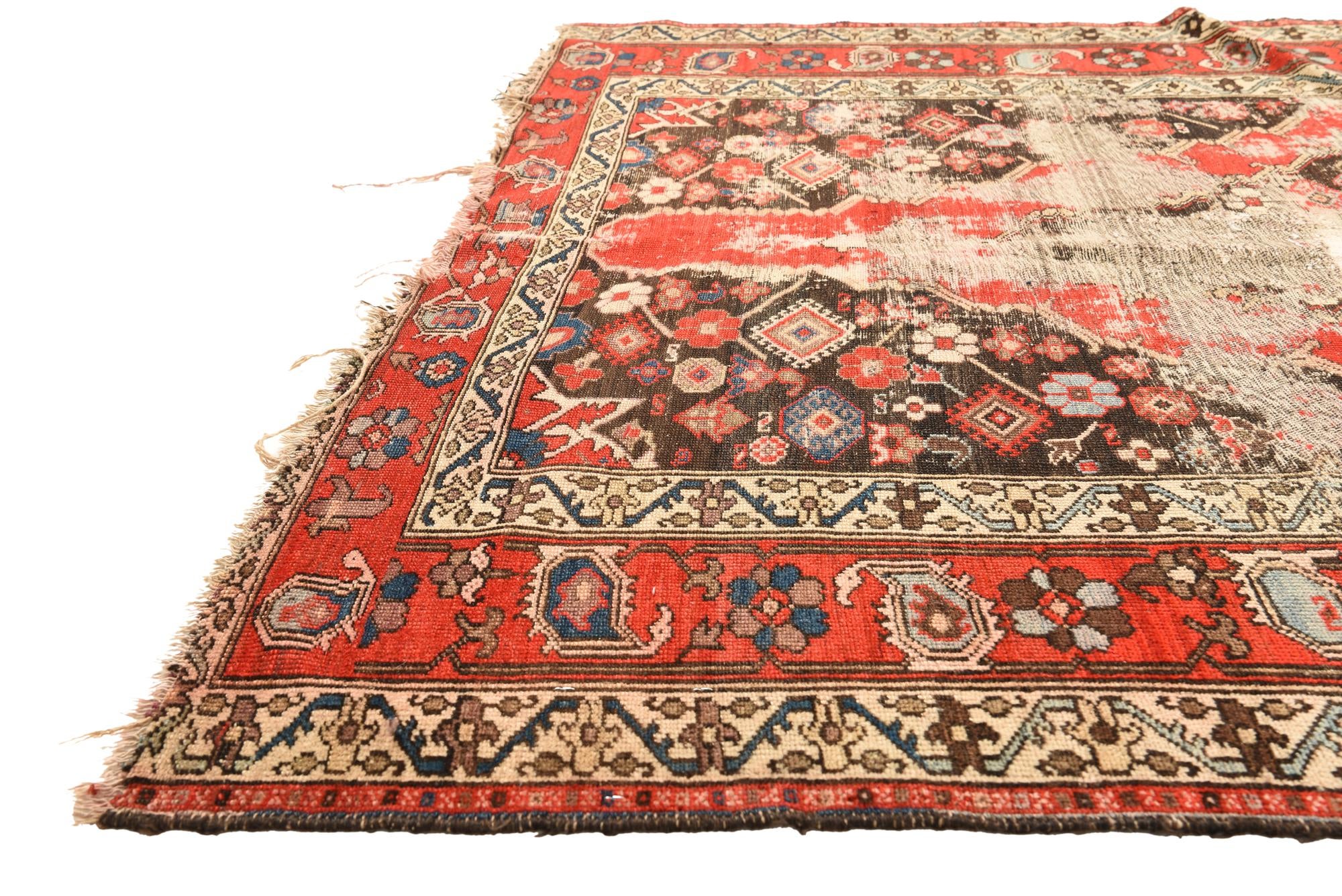 4' 5 x 6' 1 Hand Knotted Hamedan Persian Wool Rug