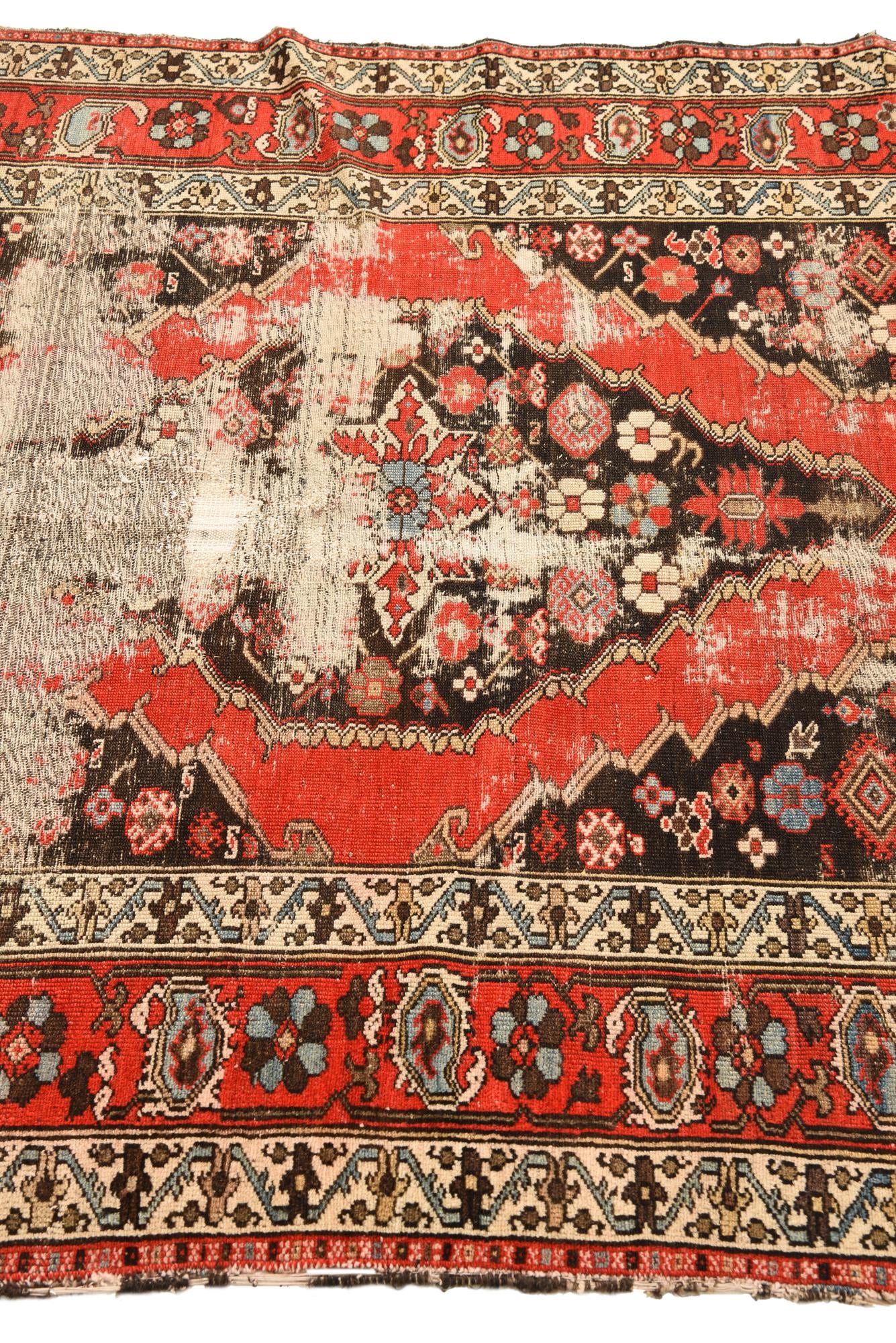 4' 5 x 6' 1 Hand Knotted Hamedan Persian Wool Rug